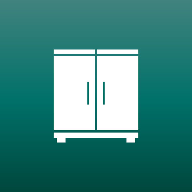 绿色背景上的橱柜图标。现代平面象形文字用于商业，营销，互联网。简单的平面矢量符号的网站设计。图片下载