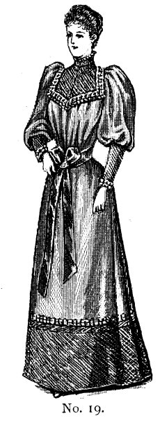 19世纪女性高领羊腿袖的服饰时尚盘;维多利亚时代的服装和最新时装1893年图片下载