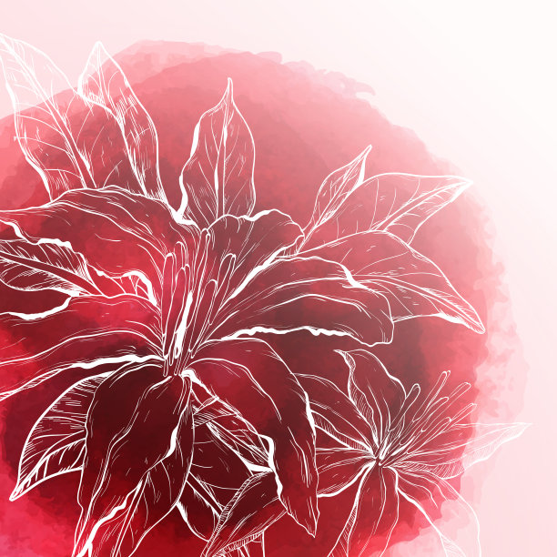 水彩背景与花素材图片