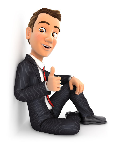 3d商人靠墙坐着，竖起大拇指图片下载