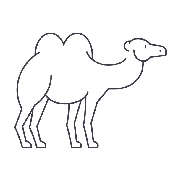 骆驼矢量线图标，标志，插图的背景，可编辑的笔触素材图片