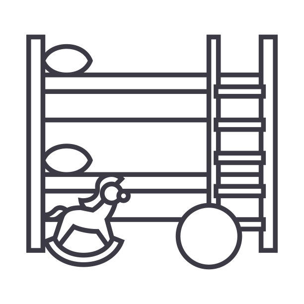 儿童房矢量线图标，标志，背景插图，可编辑的笔触图片下载