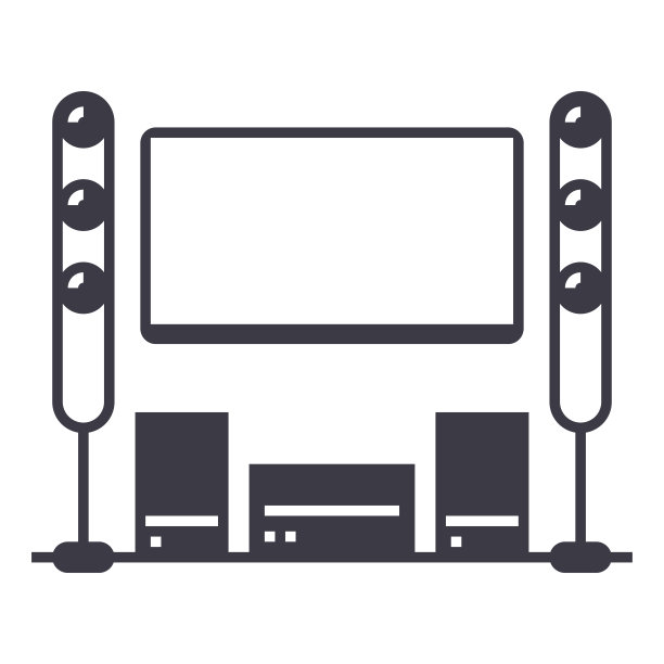 电影院房间，家庭影院矢量线图标，标志，插图的背景，可编辑的笔画图片下载