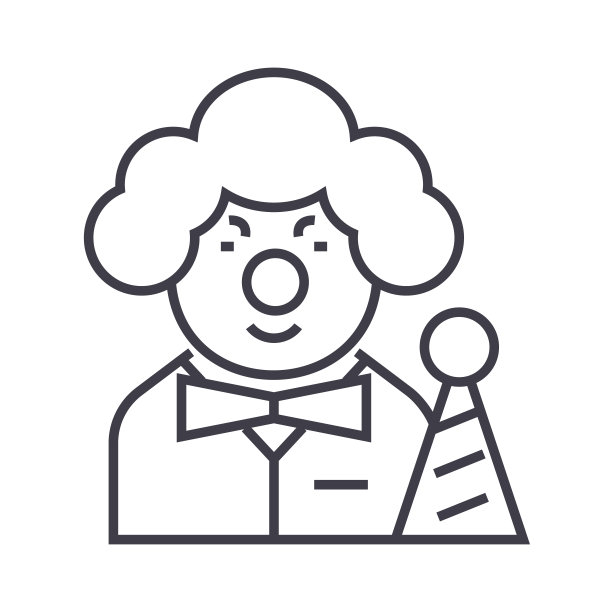 小丑矢量线图标，标志，背景上的插图，可编辑的笔触图片下载