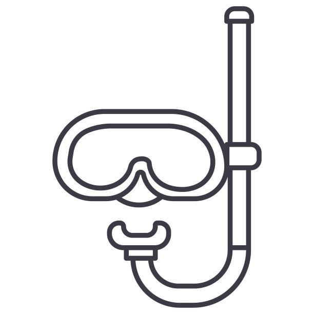 潜水面具矢量线图标，标志，背景上的插图，可编辑的笔触图片下载
