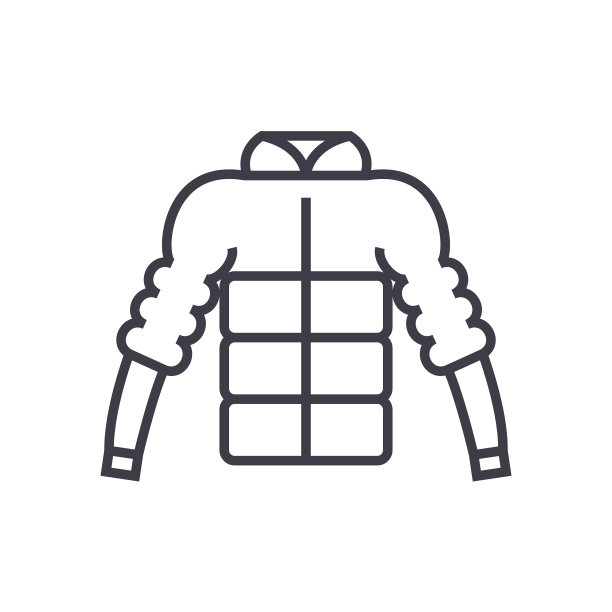 羽绒服矢量线图标，标志，插图的背景，可编辑的笔触图片下载