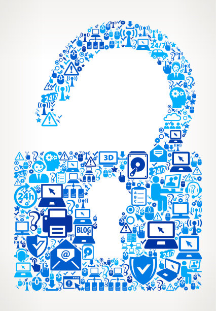 安全锁定技术支持矢量图标模式图片下载