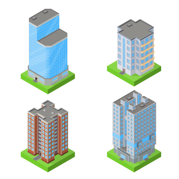 一组等距的木屋图片下载