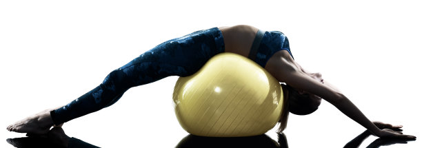 女子健身瑞士球锻炼剪影图片下载