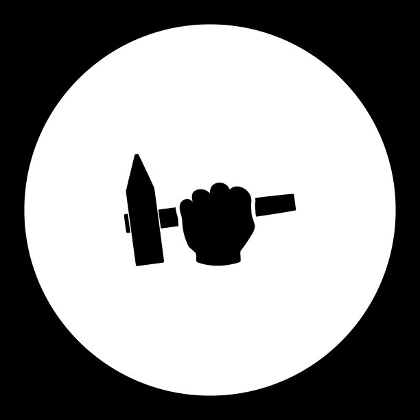 锤在人手工工作工具简单的黑色图标eps10图片下载