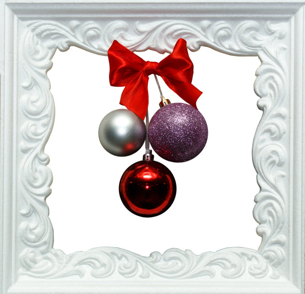 新年背景：带圣诞球的框架图片下载