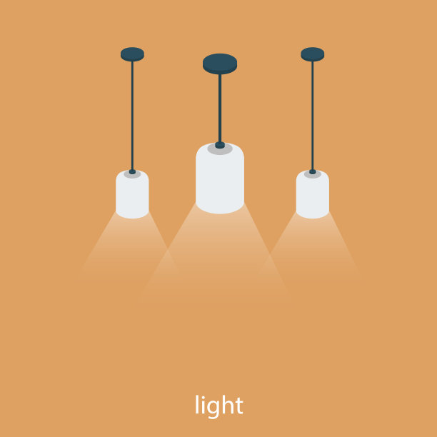 明亮装置的等距三维矢量插图概念。白光。三个挂灯。图片下载