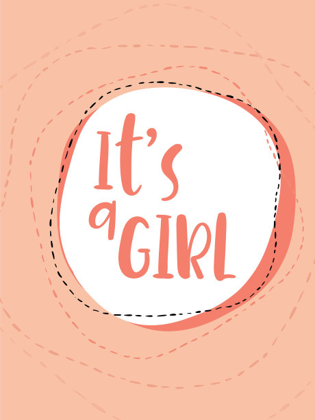 这是一个女孩。手字母卡片。现代书法。手写的请帖、贺卡或贺词图片下载