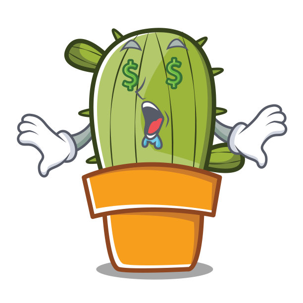 钱眼可爱的仙人掌卡通人物图片下载