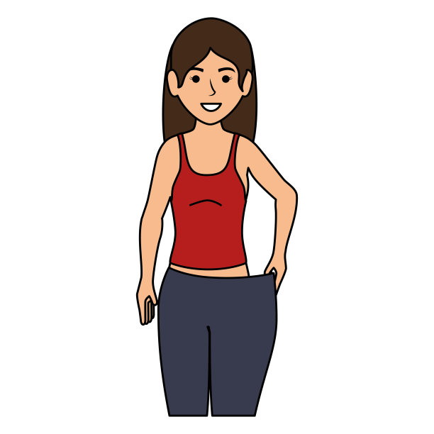 穿着运动服和大裤子的苗条女人图片下载