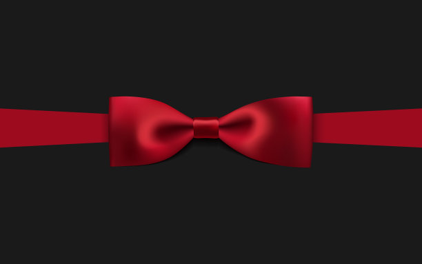 贺卡与现实的红色蝴蝶结在黑色的背景图片下载