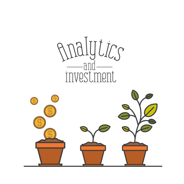 白色背景和彩色盆栽工艺增加了经济分析和投资图片下载