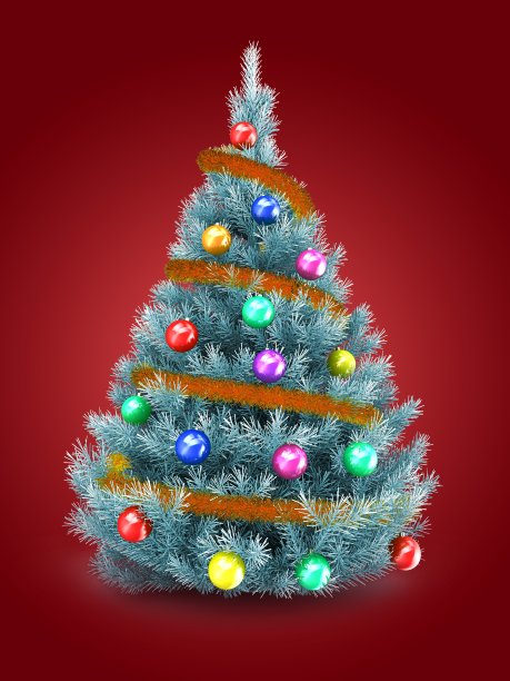 3d蓝色圣诞树图片下载