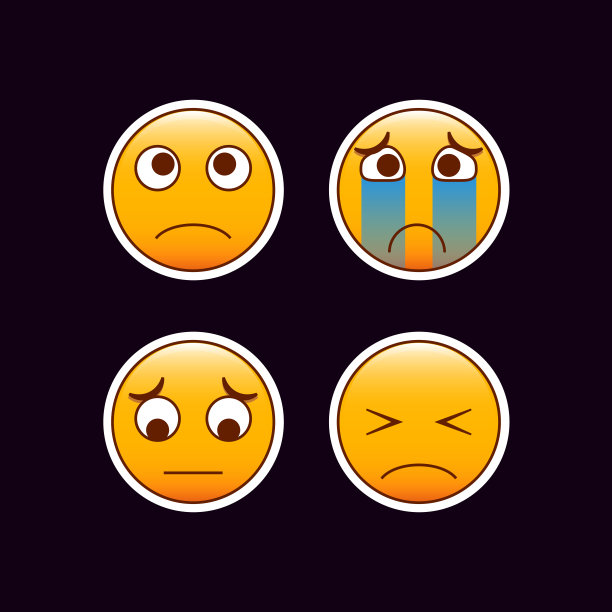 一套表情贴纸。emojis悲伤的情绪。图片下载