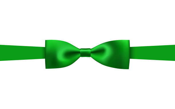 贺卡与现实的绿色蝴蝶结在白色的背景图片下载