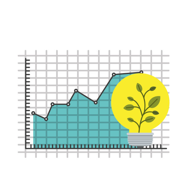 白色背景与彩色网格与图形增长经济和盆栽符号图片下载