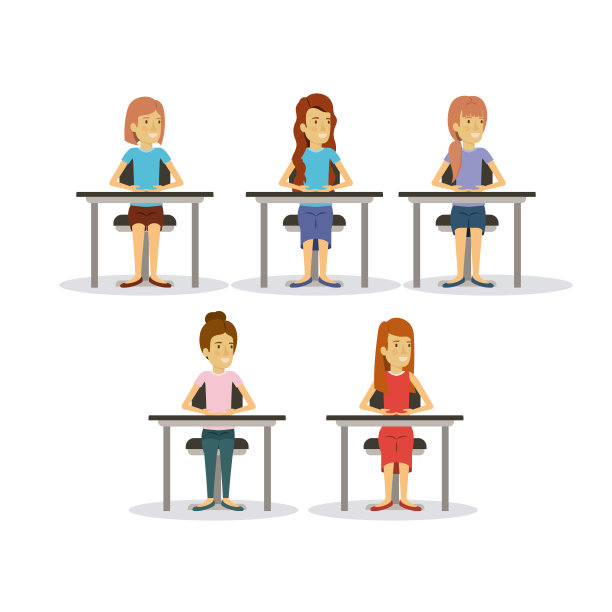 白色背景将女性设置为案头商务人员图片下载