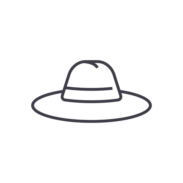 帽子矢量线图标，标志，插图的背景，可编辑的笔触图片下载