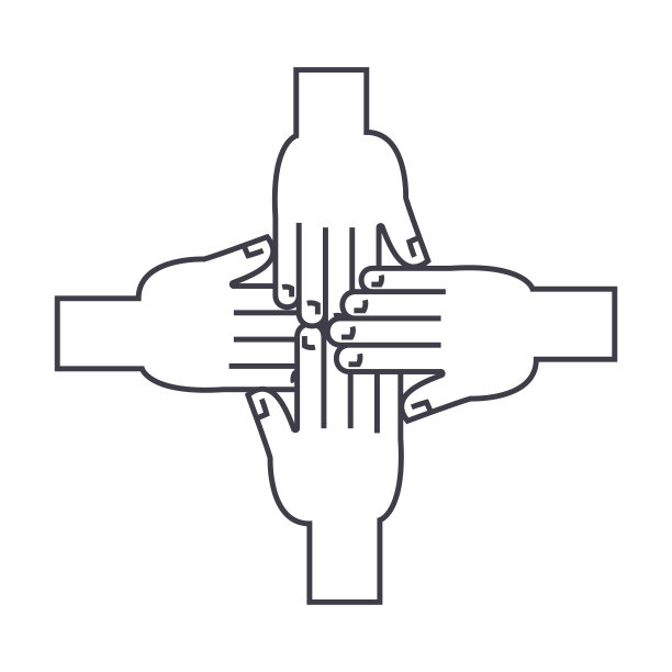 手在一起矢量线图标，标志，插图的背景，可编辑的笔触图片下载