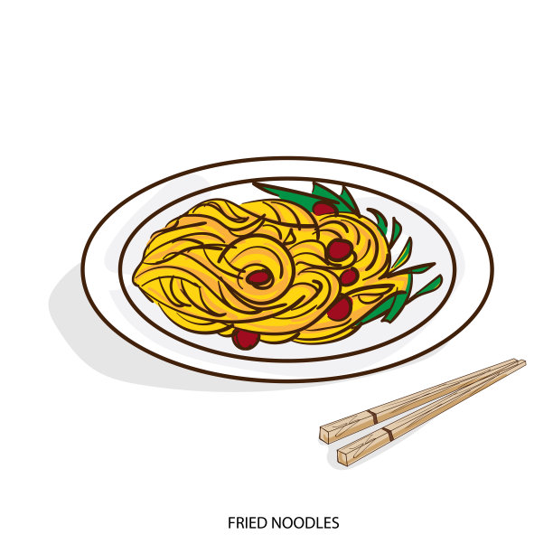 中餐炒面手绘图片下载
