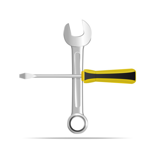 逼真详细的扳手和螺丝刀。向量图片下载