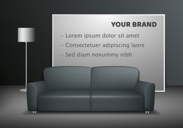 逼真的家具广告横幅模拟。图片下载