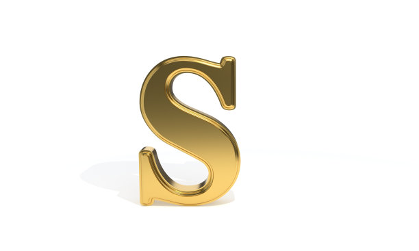 S金色字母，3d渲染图片下载