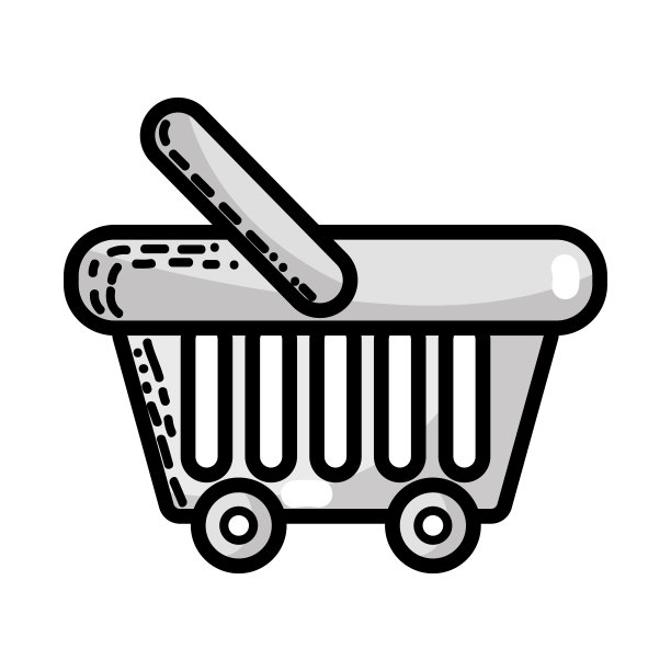 灰度超市购物篮元素购买产品素材图片