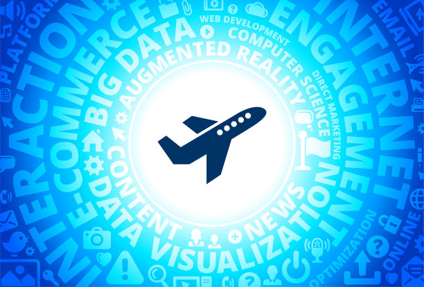 互联网上的飞机图标现代科技词汇背景图片下载