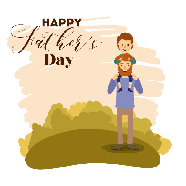 父亲节，父子相依的彩色卡片景观图片下载