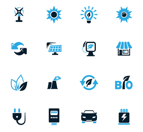 替代能源图标套装图片下载