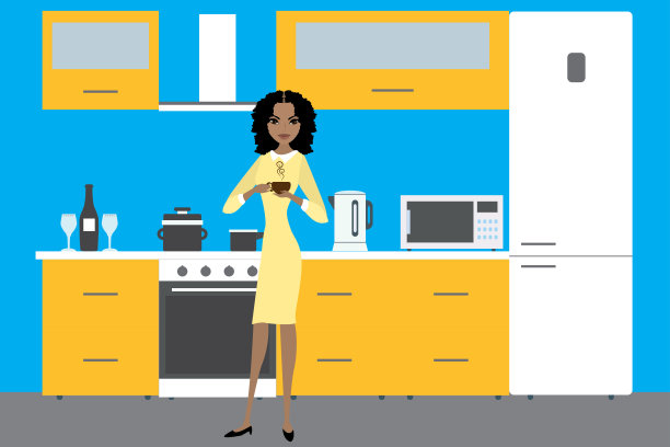 厨房内部家具，器具，设备和非洲am图片下载