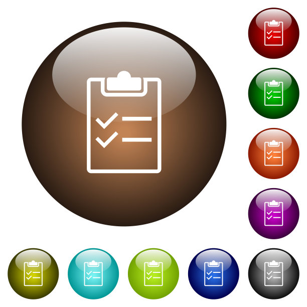 检查表彩色玻璃按钮图片下载