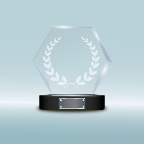 环形玻璃奖杯奖。矢量插图孤立在灰色背景图片下载