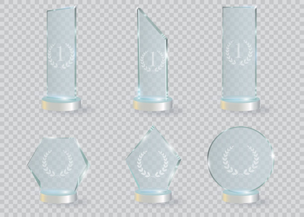 环形玻璃奖杯奖。矢量插图孤立在灰色背景图片下载