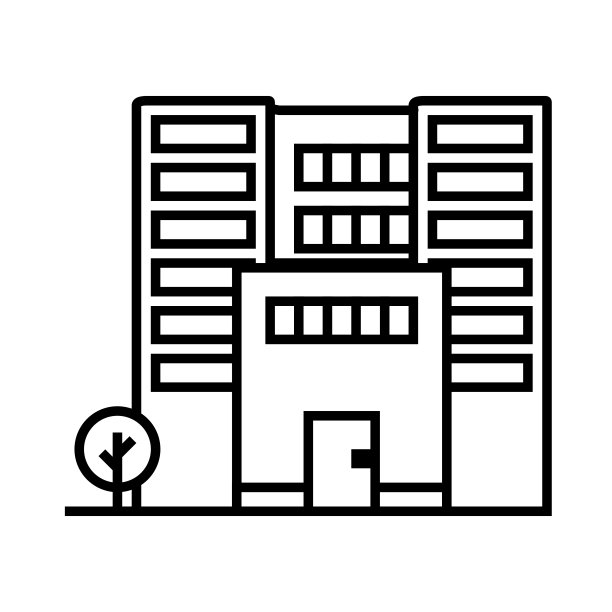 办公楼矢量线图标，标志，背景插图，可编辑的笔触图片下载