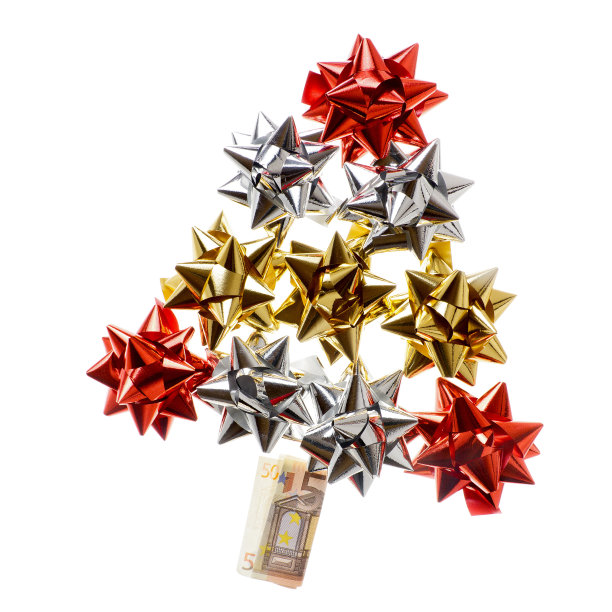 用礼物蝴蝶结做成的圣诞树图片下载