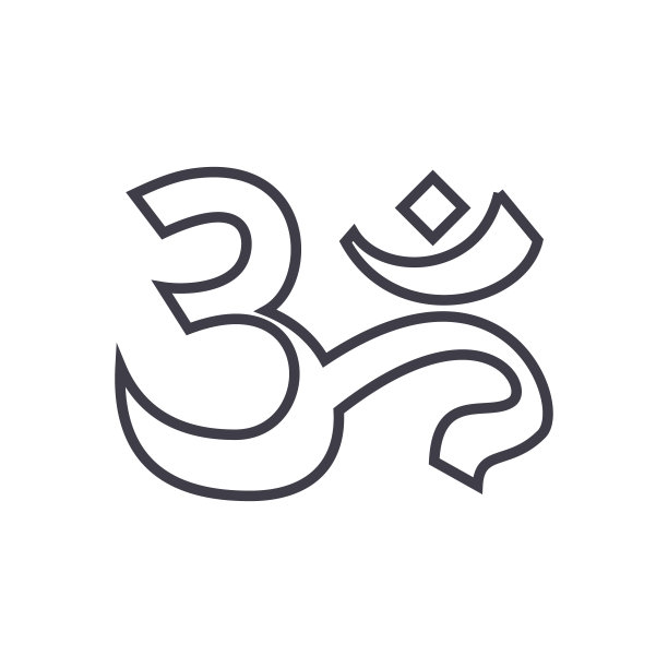 唵，印度，冥想矢量线图标，标志，背景插图，可编辑的笔画图片下载