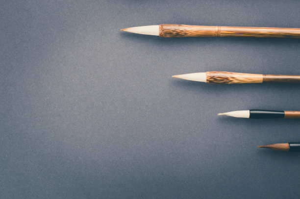 中国传统书写用的毛笔。俯视图素材图片