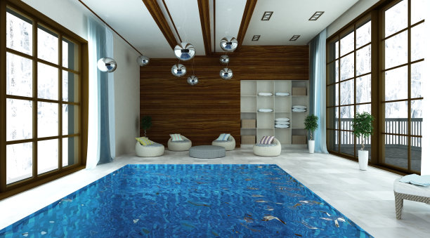 有寒区的游泳池图片下载