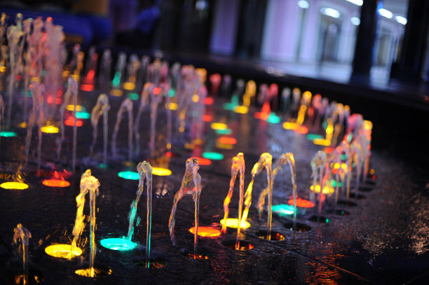 彩色灯光喷泉背景图片下载