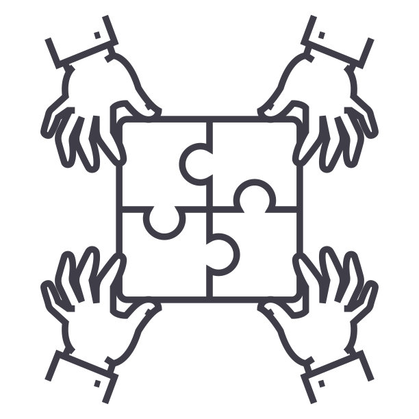 拼图块，战略矢量线图标，标志，背景上的插图，可编辑的笔触图片下载