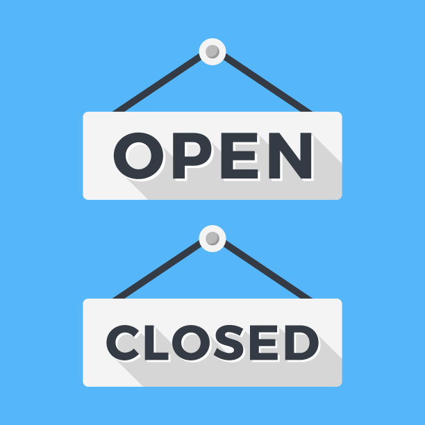 关闭和开放的标志。长影平面设计。矢量信号设置素材图片