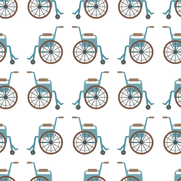 创伤事故轮椅安全矢量剪影卡通无缝图案平面风格男子健康医疗工具图片下载