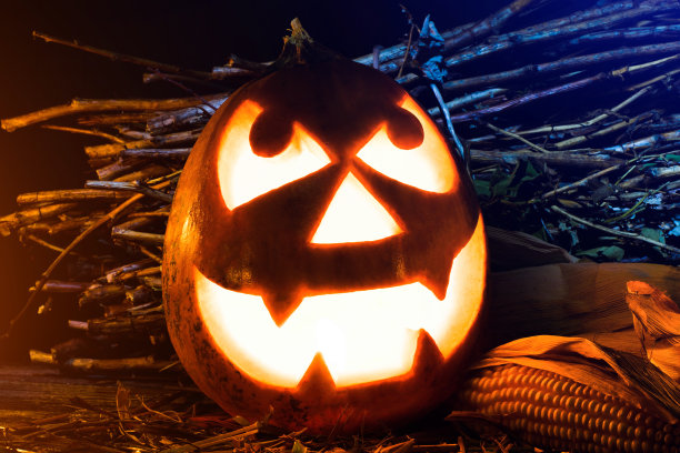 万圣节的照片。邪恶南瓜灯背景图片下载